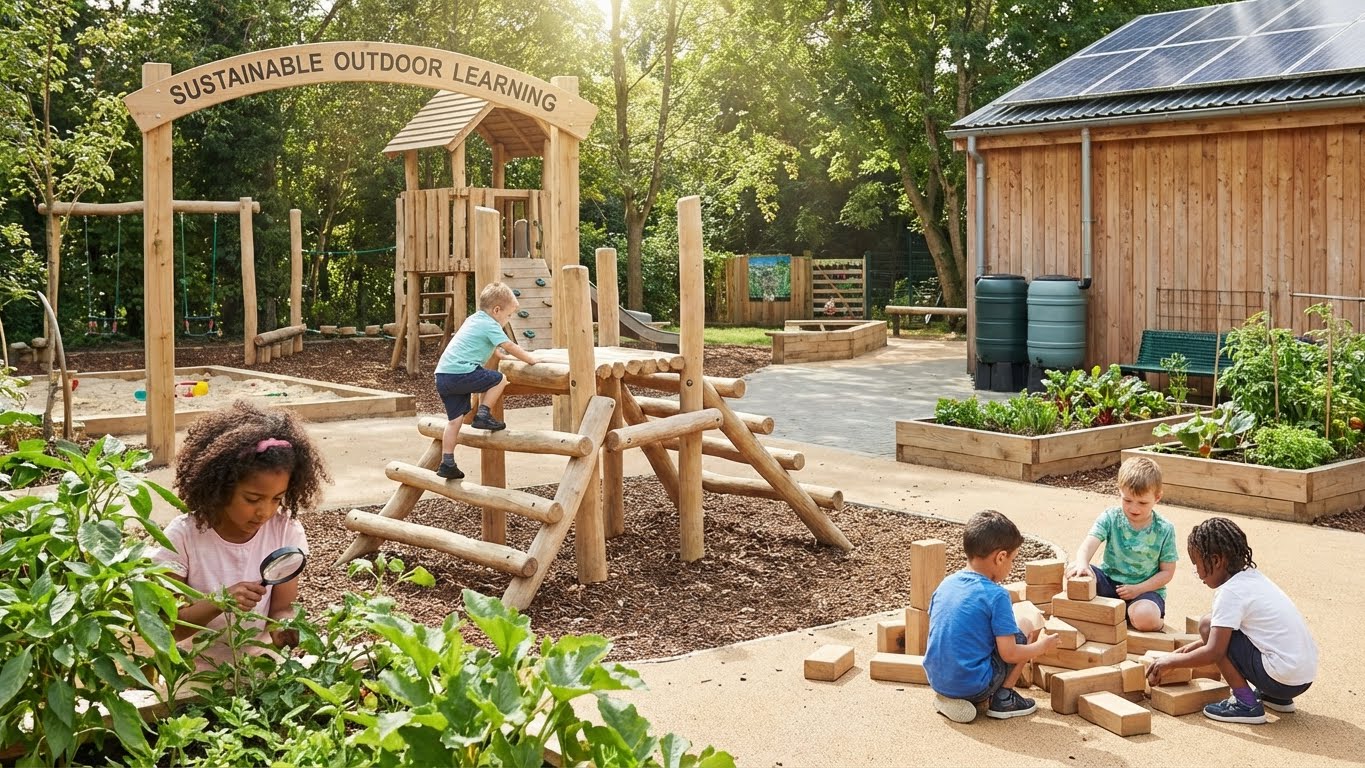 Children learning outdoors at Little Roses kindergarten
